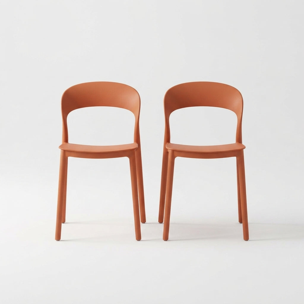 Set de 2 Sillas Patrick, Color Terracota, con Espaldar y Diseño Moderno