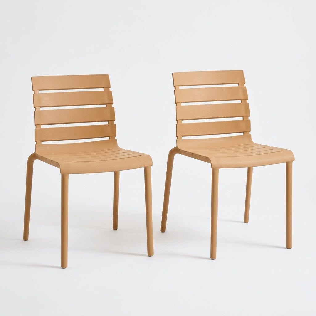 Set de 2 Sillas Montana, Color Café, con Espaldar en Líneas Diseño Moderno