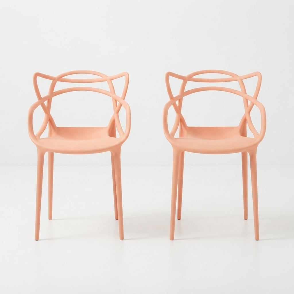 Set de 2 Sillas Palermo, Color Mandarina, con Espaldar y Diseño Moderno