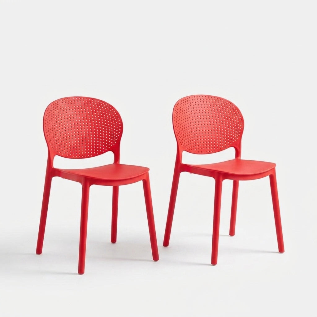 Set de 2 Sillas Florida, Color Rojo, con Espaldar y Diseño Moderno