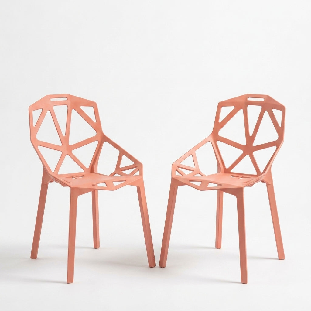 Set de 2 Sillas Roxy, Color Mandarina, con Espaldar y Diseño Moderno