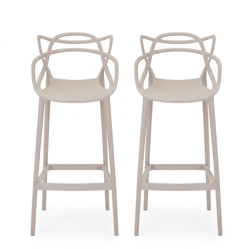 Set de 2 Sillas para Bar Palermo, Taupe, con Reposa Pies Doble Propósito