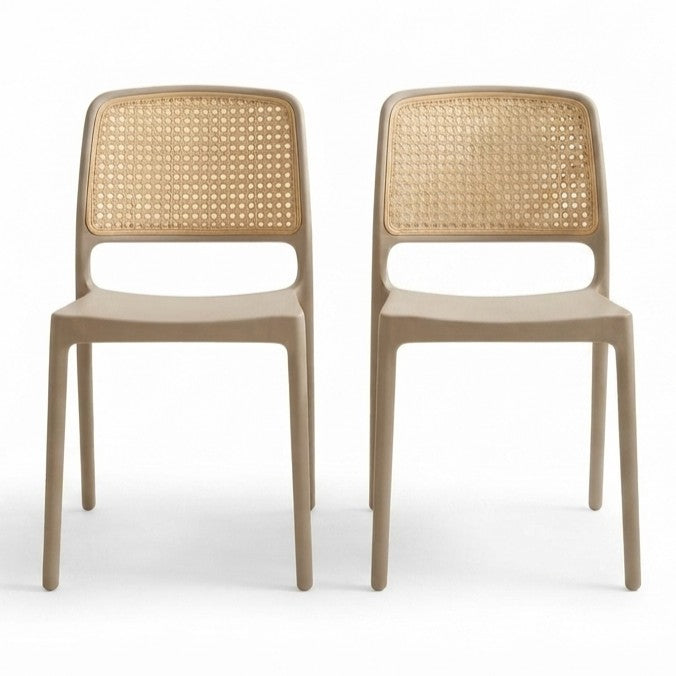 Set de 2 Sillas Texas, Color Taupe y Beige, con Espaldar Transpirable