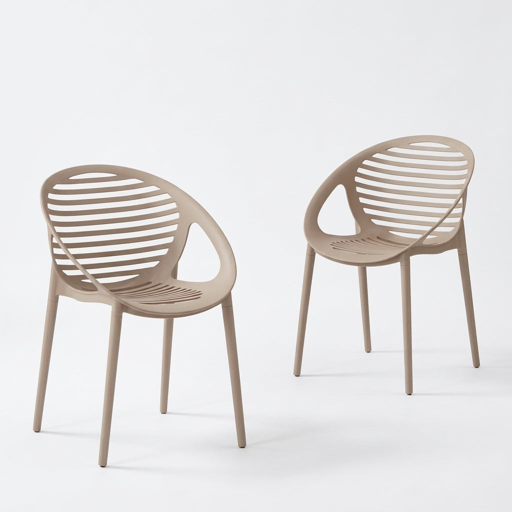 Set de 2 Sillas Tokio con Brazos, Color Taupe, con Espaldar y Diseño Moderno