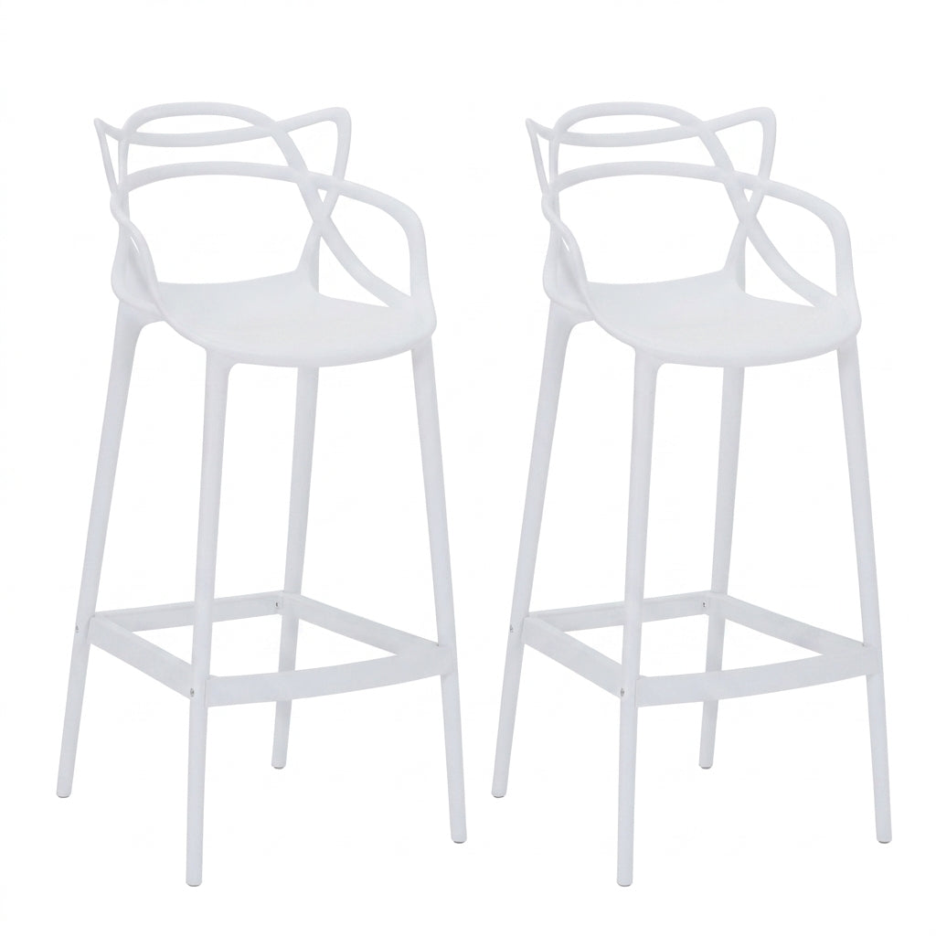 Set de 2 Sillas para Bar Palermo, Blanco, con Reposa Pies Doble Propósito
