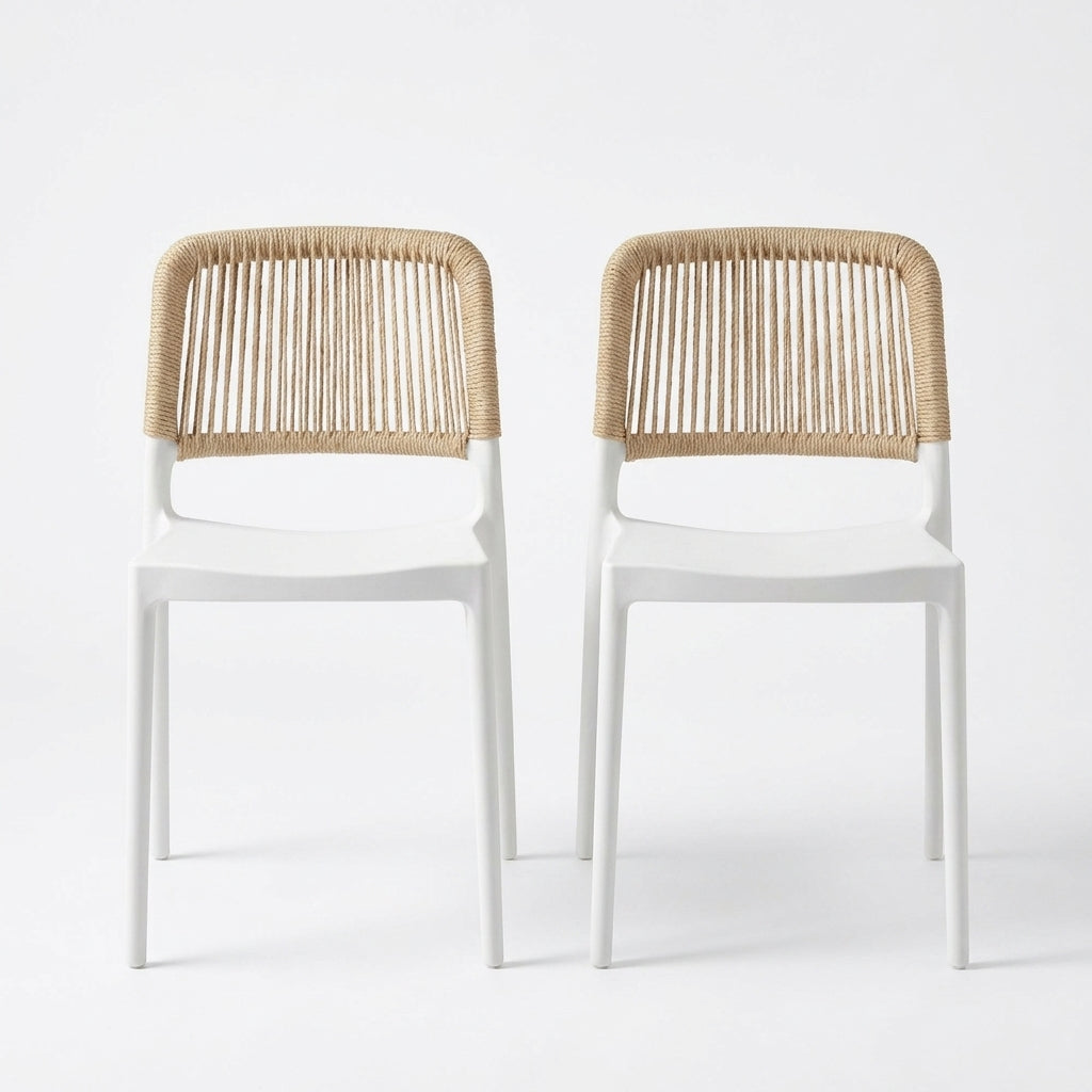Set de 2 Sillas Houston, Color Blanco, con Espaldar Tejido