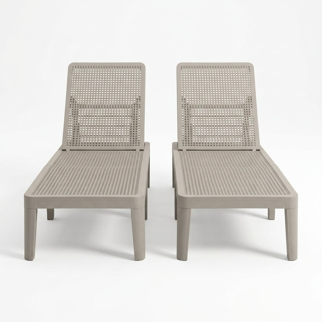 Set de 2 Camas Asoleadoras Delhi, Gris Claro, Diseño Minimalista