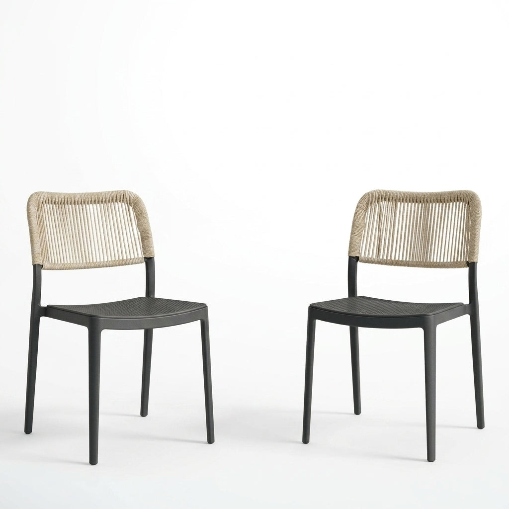Set de 2 Sillas Austin, Color Negro, con Espaldar Tejido