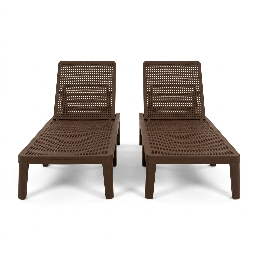 Set de 2 Camas Asoleadoras Delhi, Café, Diseño Minimalista