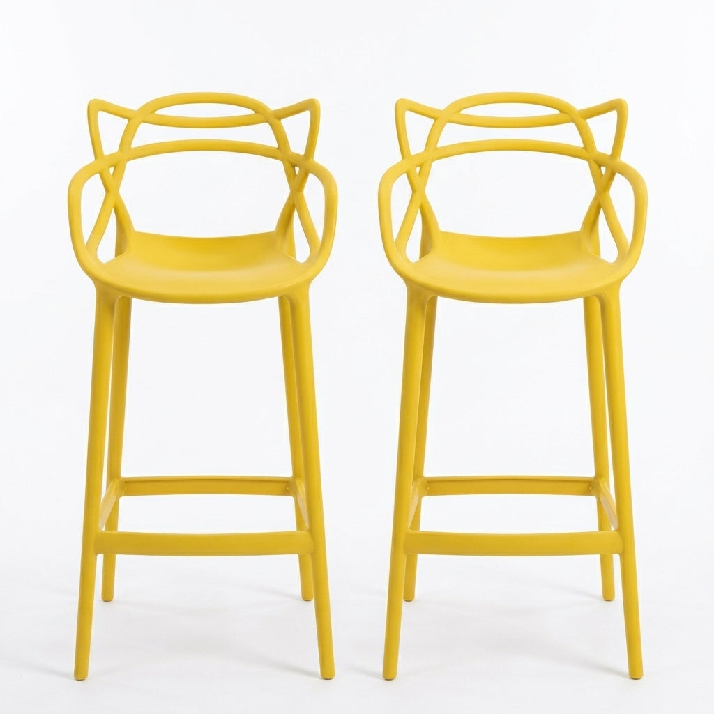 Set de 2 Sillas para Bar Palermo, Mostaza, con Reposa Pies Doble Propósito