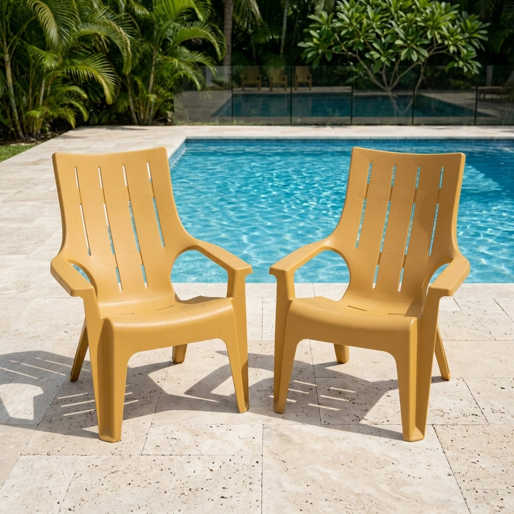Set de 2 Sillas Playera con Brazos Ocean, Amarillo, con Espaldar y Reposa Brazos