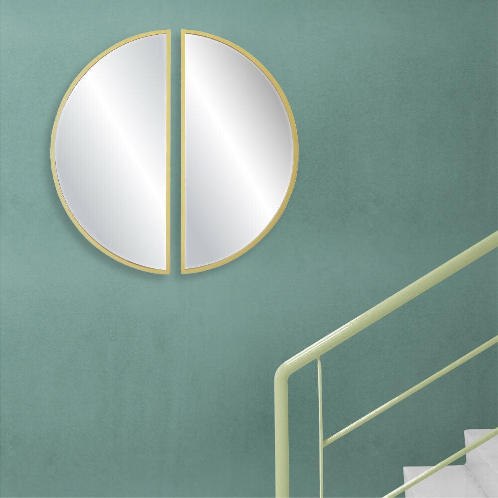 Espejos de pared set x 2 en mdf luna nueva dorado