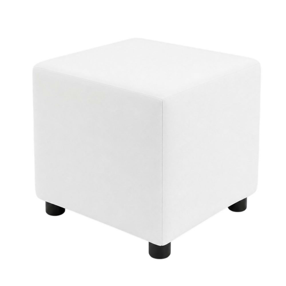Puff Decorativo 40x40 Blanco Tela