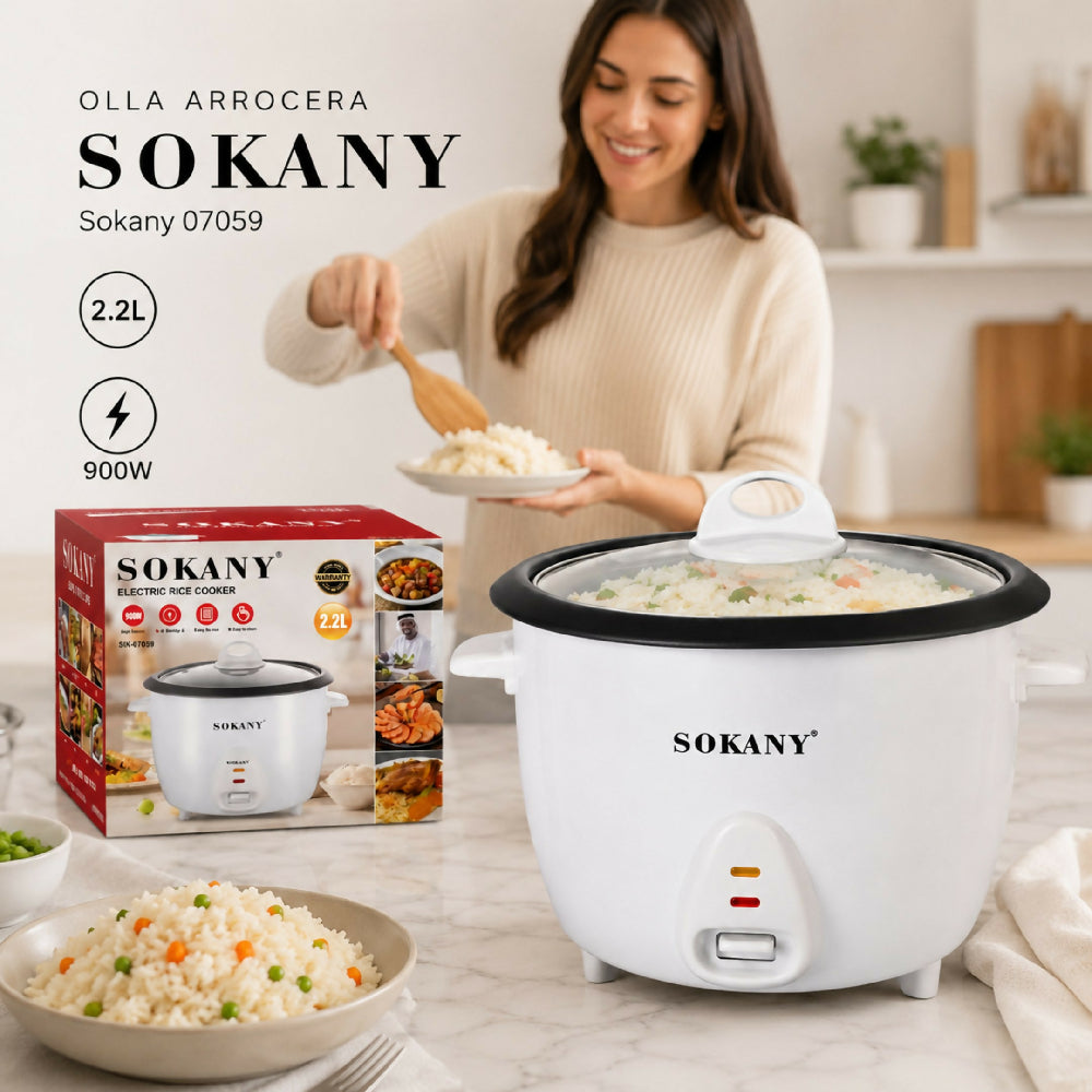 Olla Arrocera Sokany SK-07059 Con Tapa Para Cocinar Arroz Y Alimentos Al Vapor