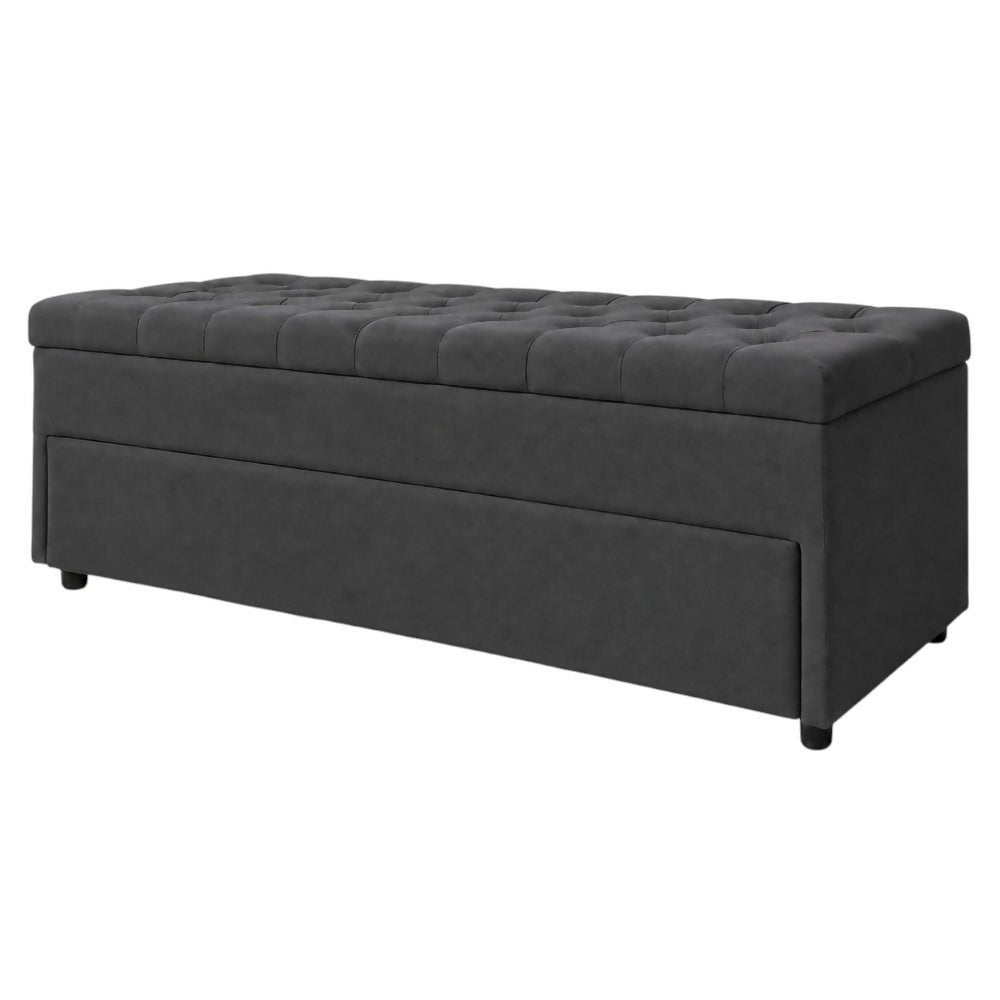 Puff Zapatero Doble Nivel 100x50x50 Dark Grey Tela