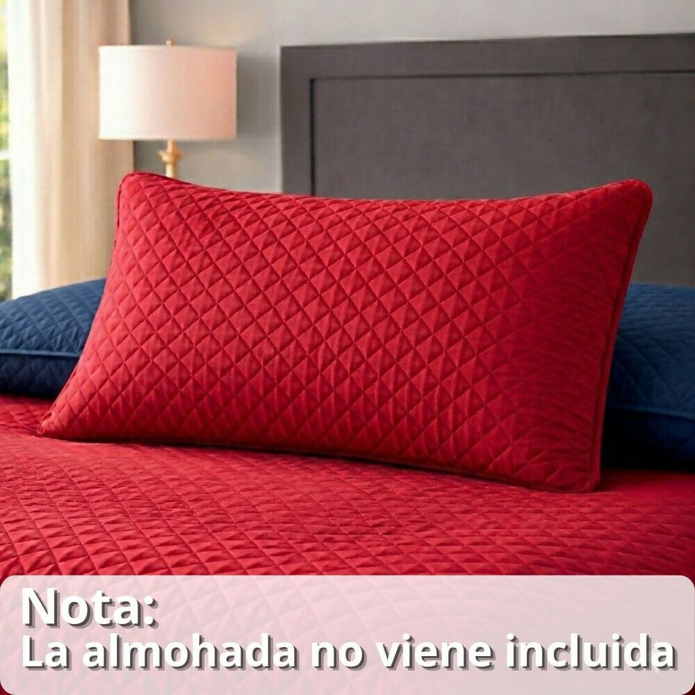 Colcha doble doble faz rojo azul