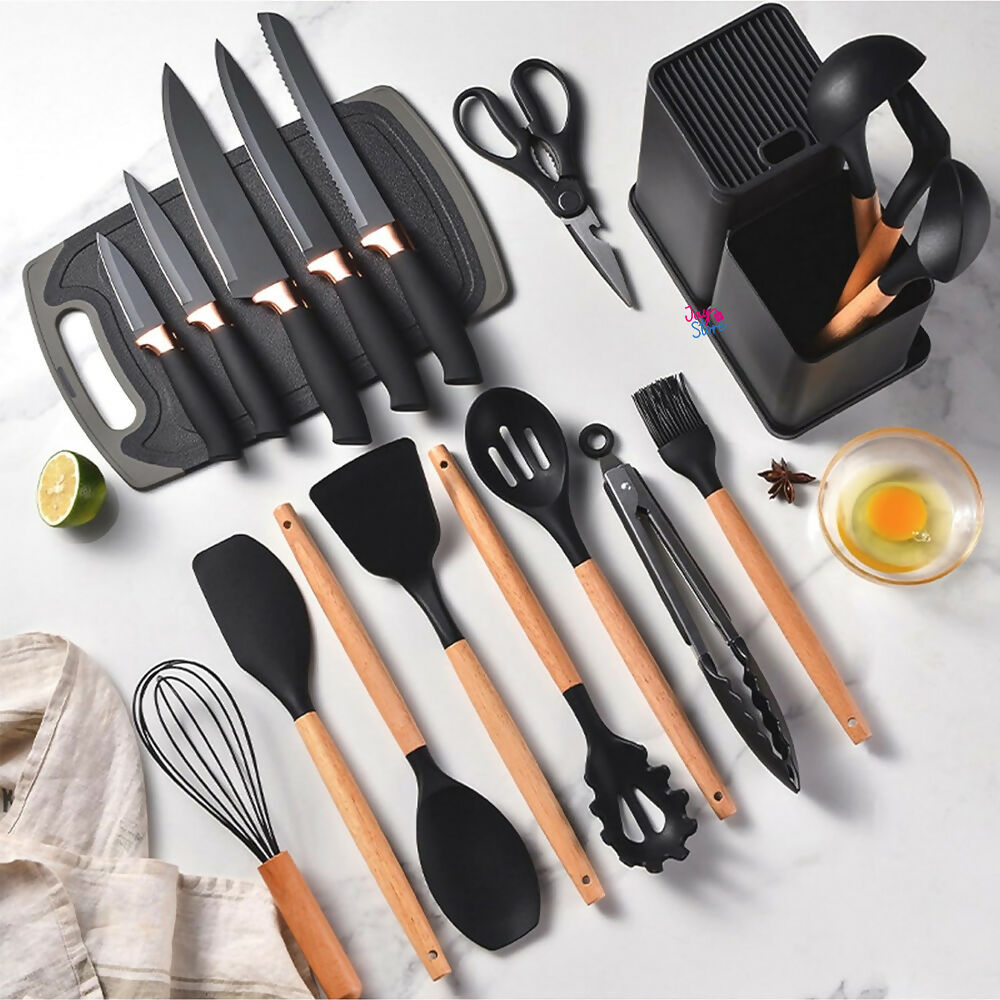 Setx19 Utensilios de Cocina Silicona Cuchillos Cucharones Tabla