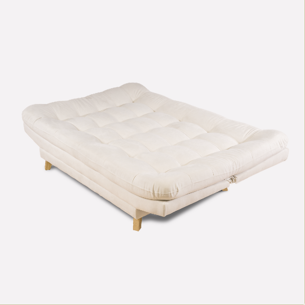 Sofá Cama Valencia Marfil + Puff