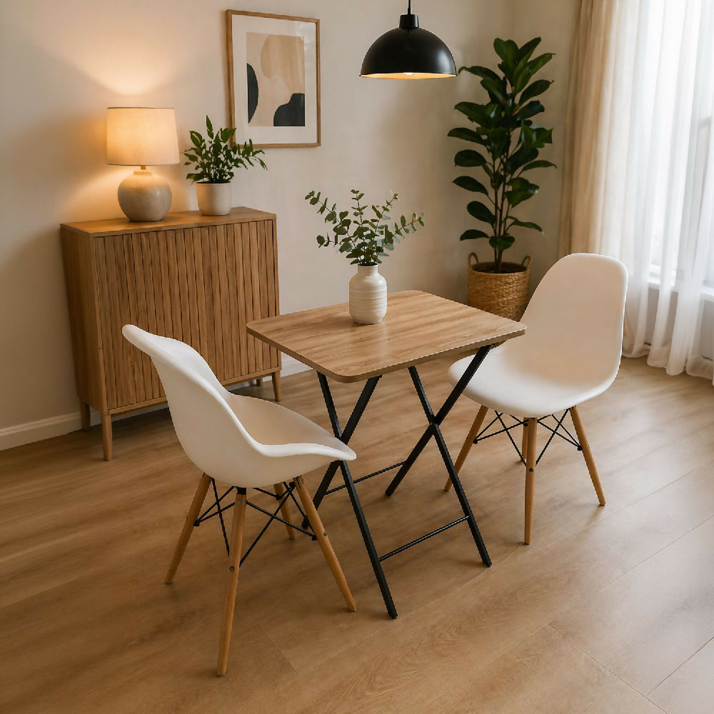 Mesa Plegable Elsa Madera Natural + Negro