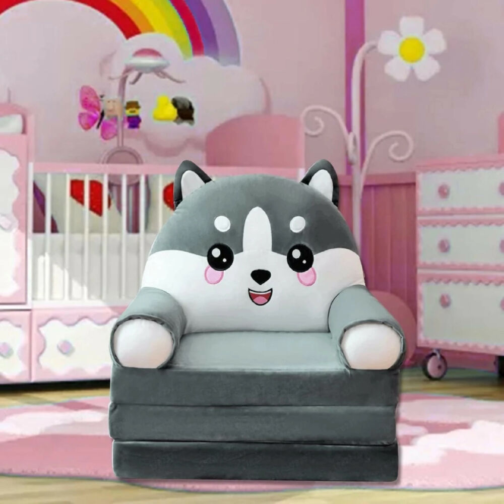 Sofá Cama Plegable Para Niños Diseño Lobo Acolchado Y Cómodo