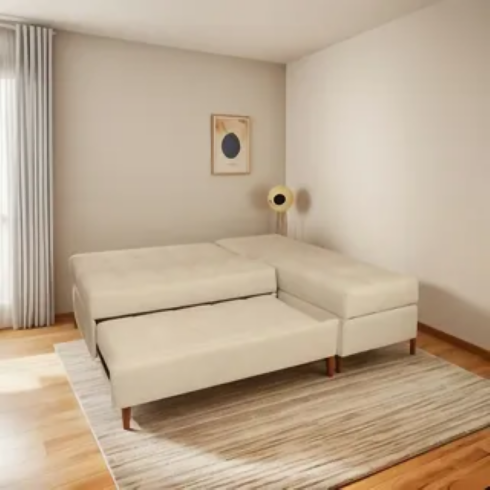 Sofá Cama Angela En L Con Brazos Antifluidos Beige