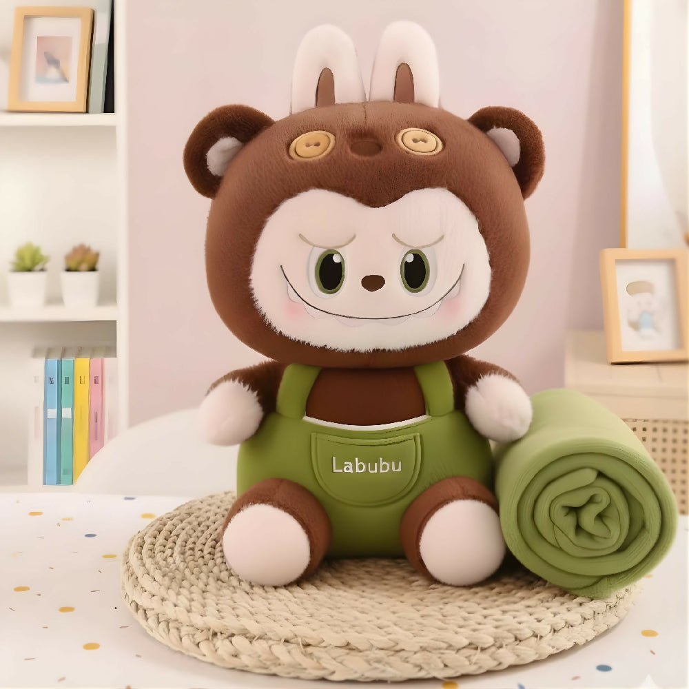 Peluche Labubu De Overol Con Manta 40Cm Suave Ideal Para Regalo