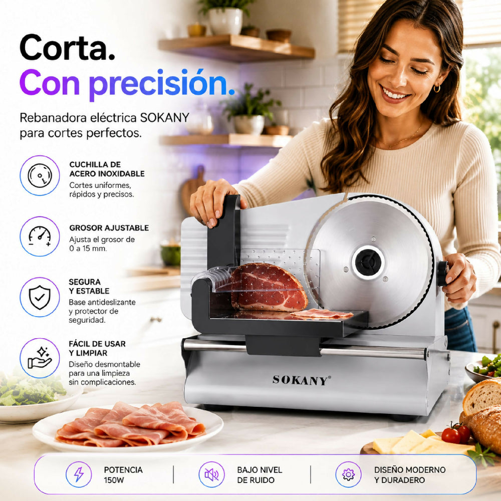 Picadora Rebanadora Eléctrica De Alimentos Sokany Profesional