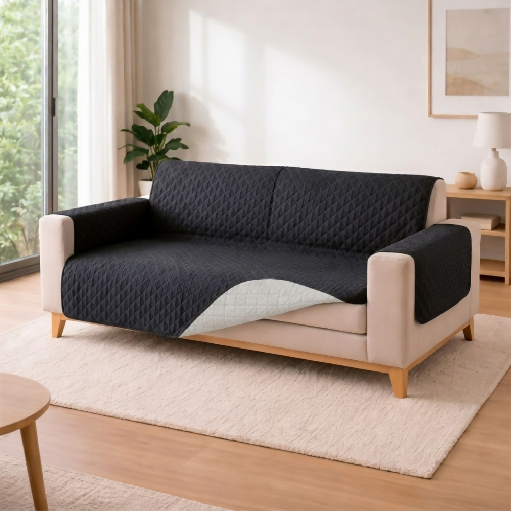 Protector sofa 2 puestos negro gris