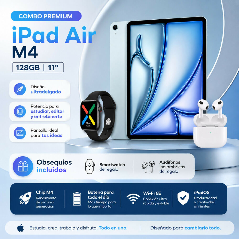 Tablet Apple Ipad Air M4 De 11 Pulgadas 128gb Wifi Diseño Ultrafino Celeste + Obsequio