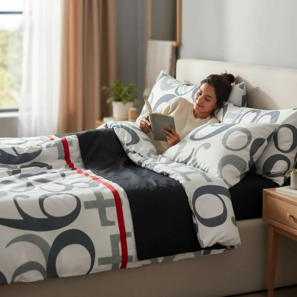 Juego de Sábanas Cama Queen 300 Hilos 100% Algodón Números Modernos