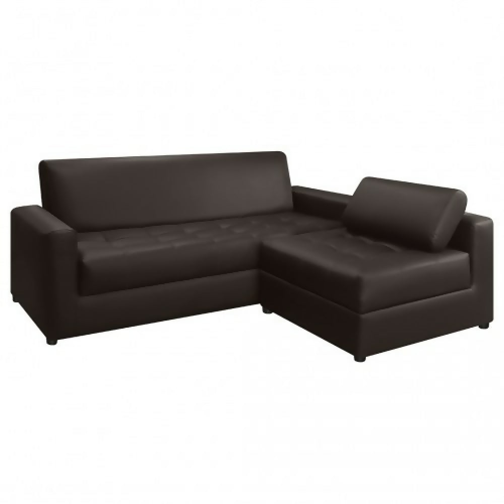 Sofá Alondra L Cuero Sintético Café 3 Puestos