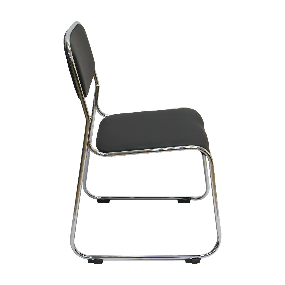 Silla Interlocutora Fija de Oficina Dubai Negra Cromada