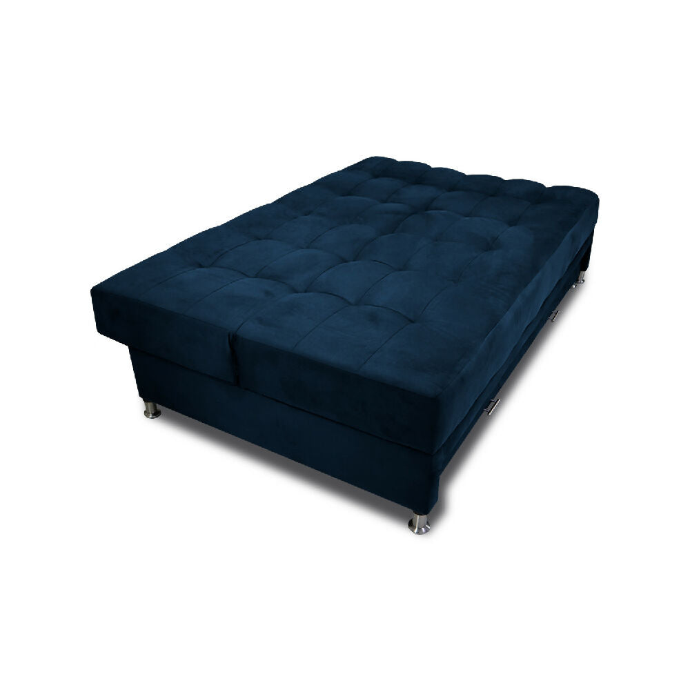 Sofá Cama Tarima Haller Tela Velvet 190X95X80 Azul Petroleo