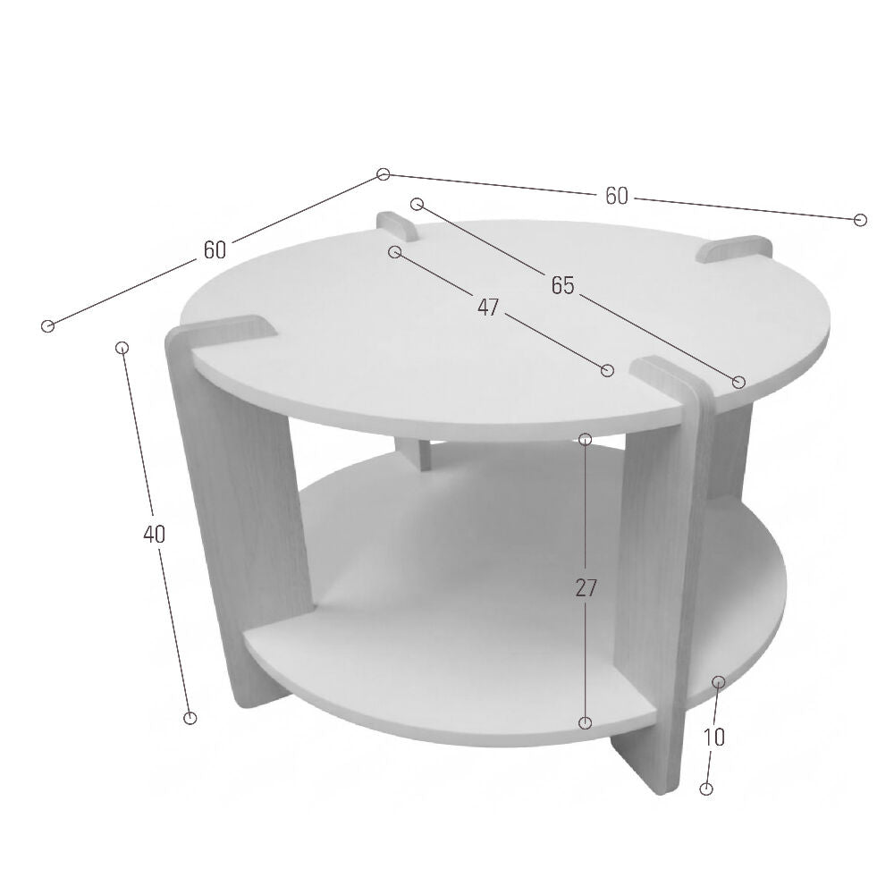 Mesa de Centro Kobe 60x60x40 cm Diseño Moderno Blanco