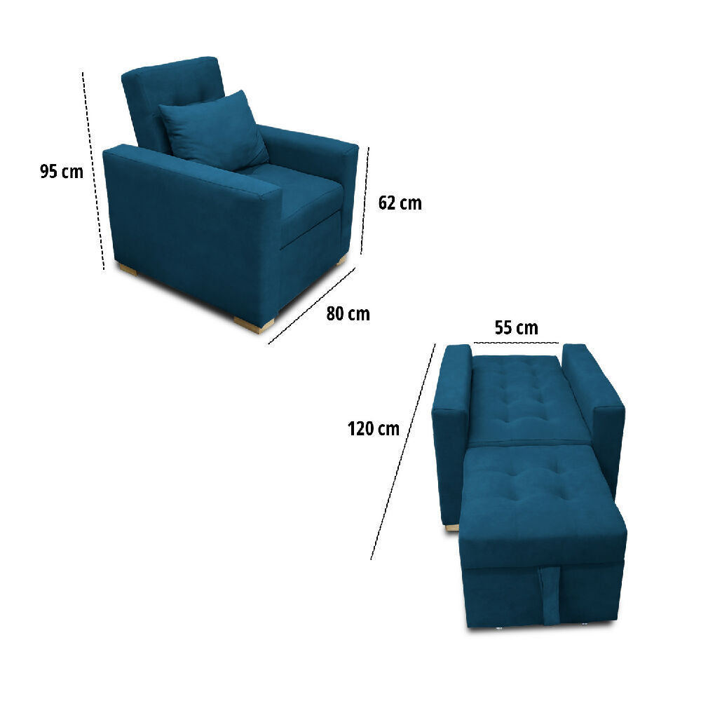 Poltrona Mood Multifuncional Reclinable Azul Petróleo
