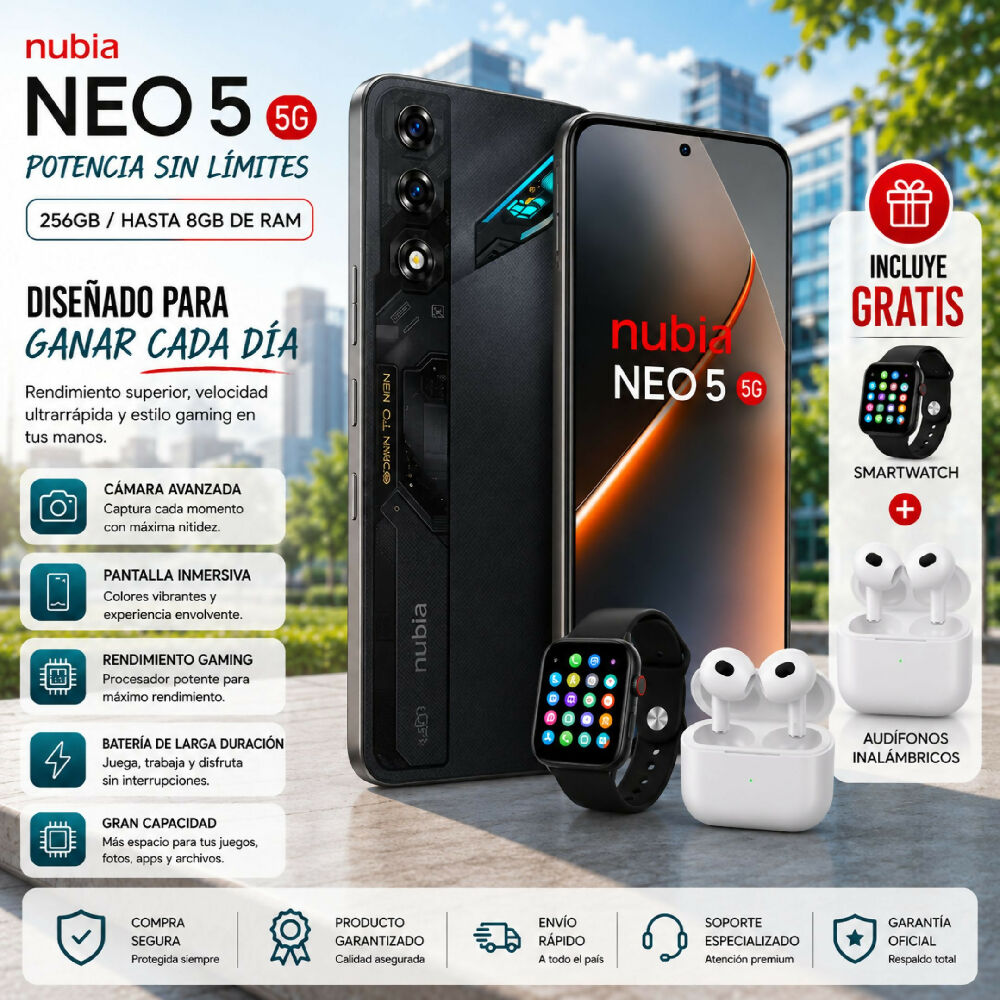 Smartphone Nubia Neo 5 5G 256gb Libre Negro + 2 Obsequios Incluidos