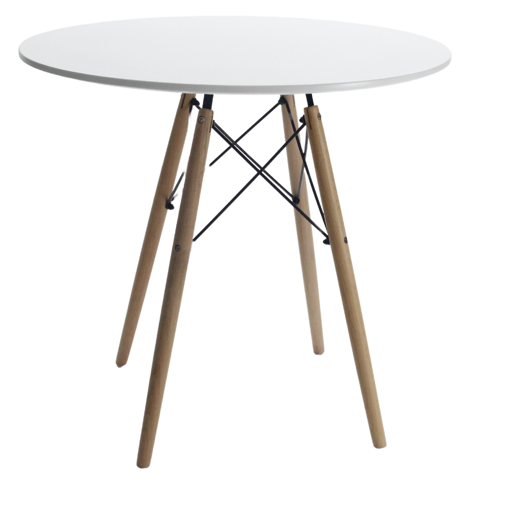 Mesa Eames Redonda Blanca en Madera