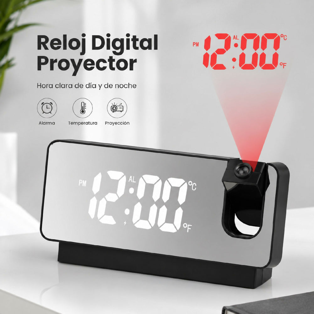 Reloj Despertador Digital Con Proyector De Hora Y Pantalla Lcd Led