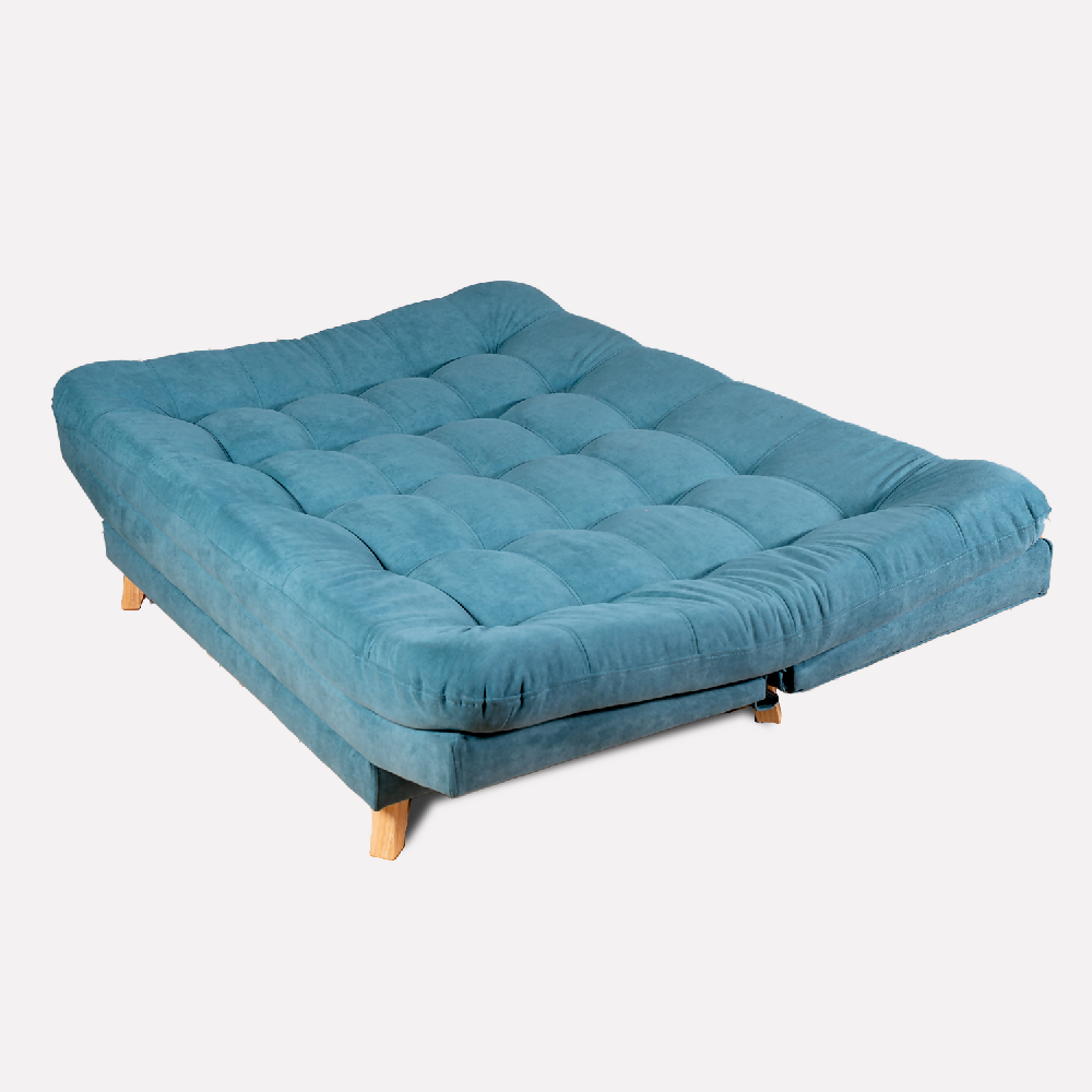 Sofá Cama Valencia Azul Acqua + Puff
