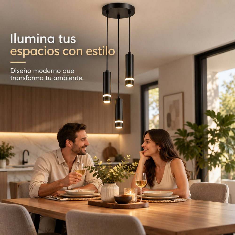 Lámpara Colgante Decorativa De 3 Luces Estructura Moderna Y Acabados Elegantes