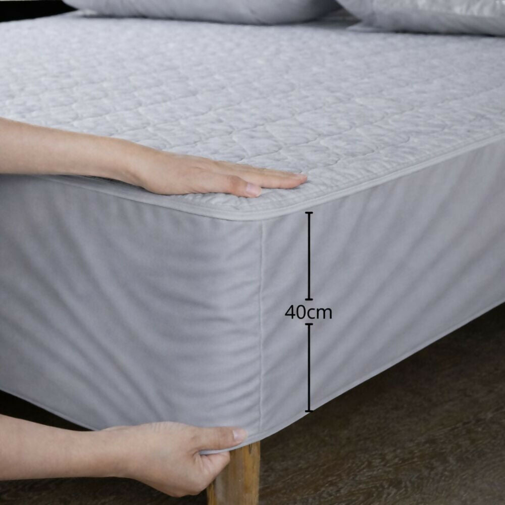 Protector colchon king acolchado gris 200x200cm