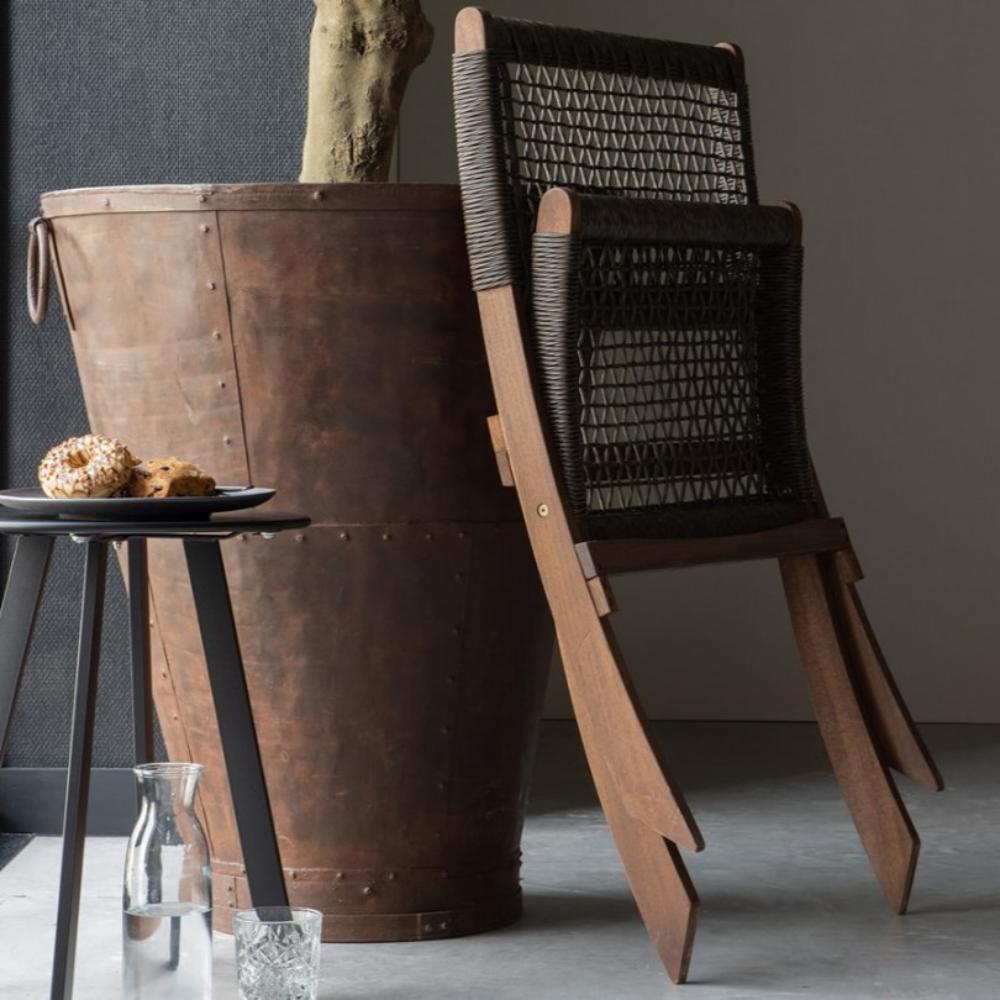 Silla Plegable de Madera para Exterior Vora, Mocha, Diseño Rústico y Moderno