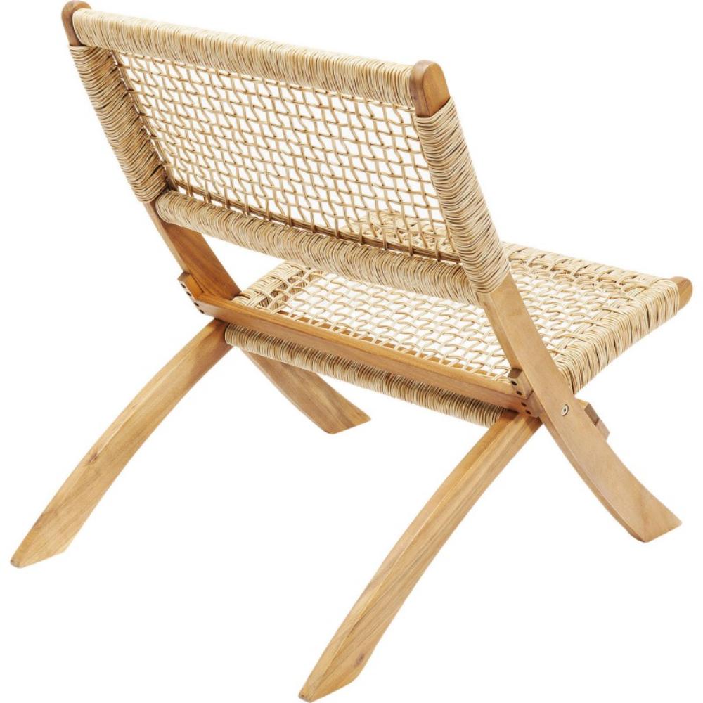 Silla Plegable de Madera para Exterior Vora, Crudo, Diseño Rústico y Moderno