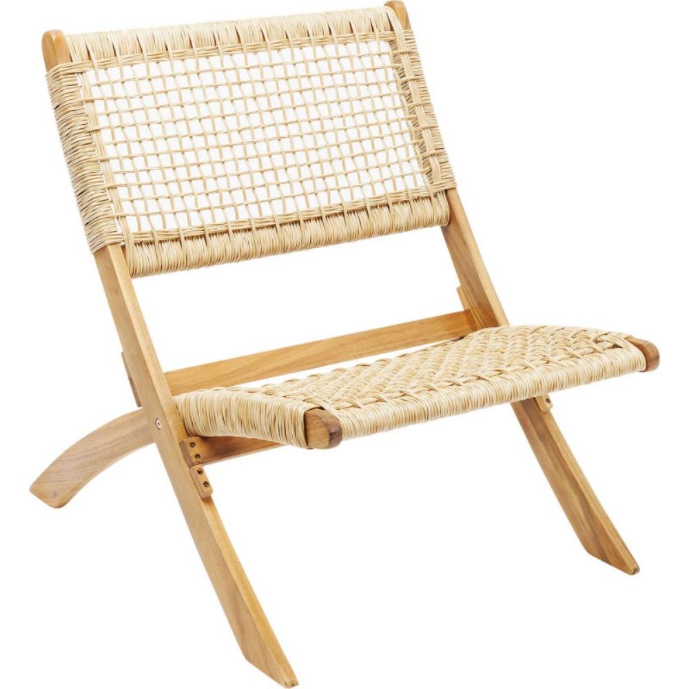 Silla Plegable de Madera para Exterior Vora, Crudo, Diseño Rústico y Moderno