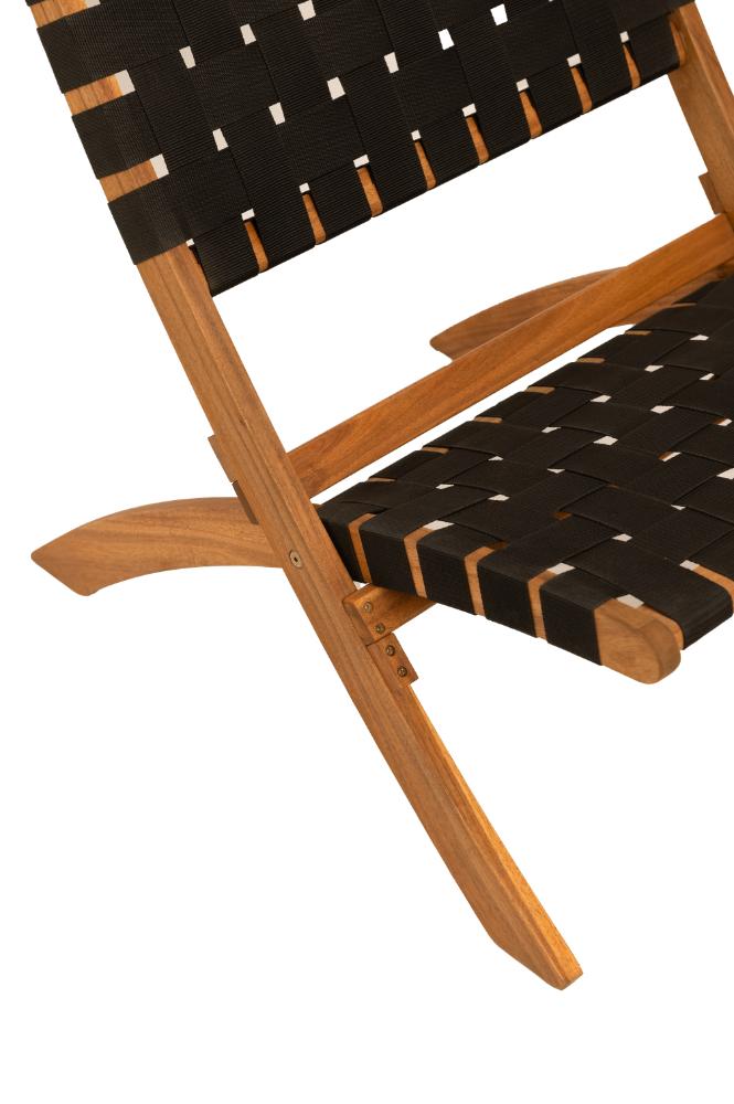 Silla Plegable de Madera para Exterior Eris, Negro, Diseño Fresco y Moderno