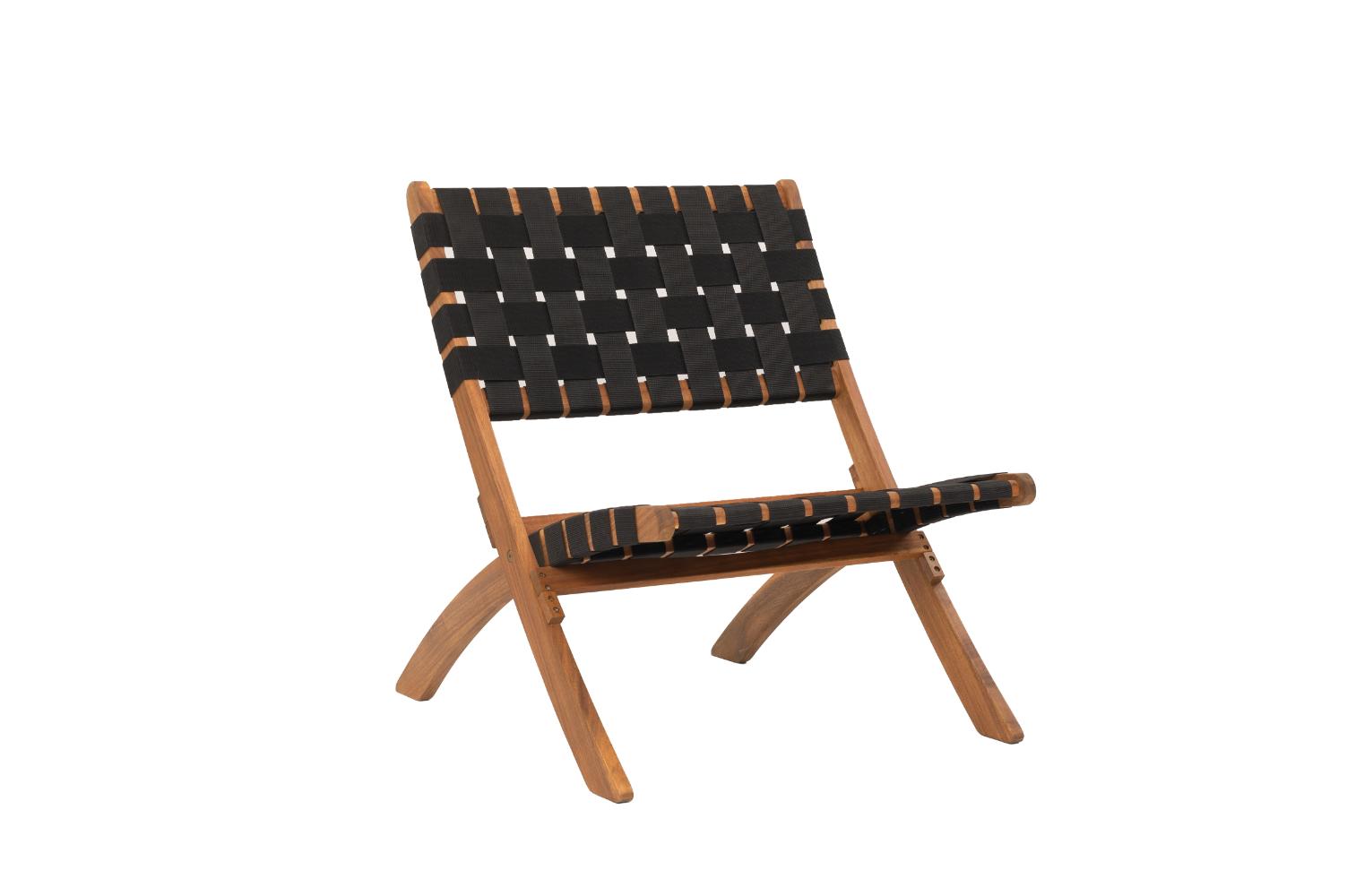 Silla Plegable de Madera para Exterior Eris, Negro, Diseño Fresco y Moderno