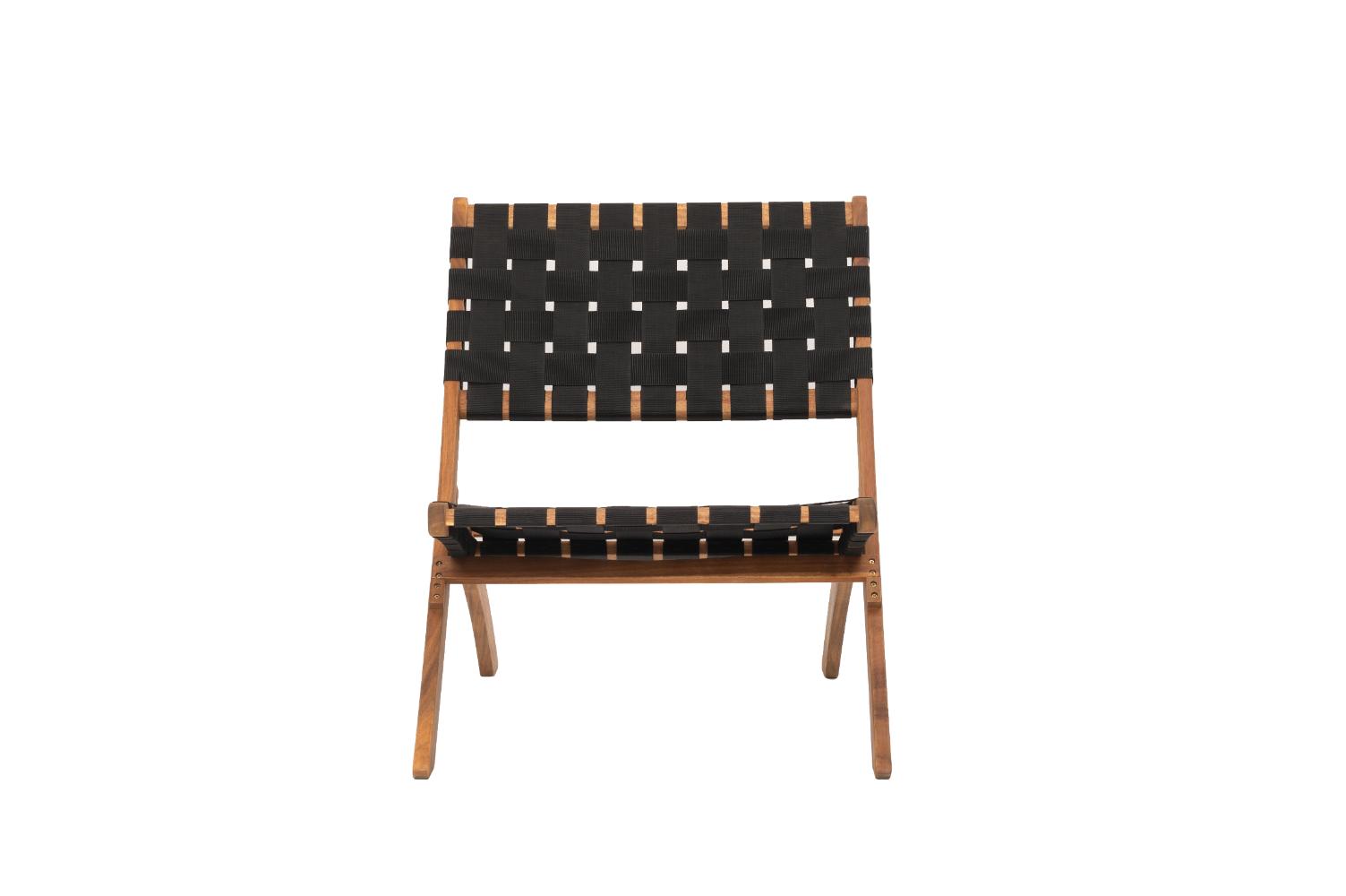 Silla Plegable de Madera para Exterior Eris, Negro, Diseño Fresco y Moderno