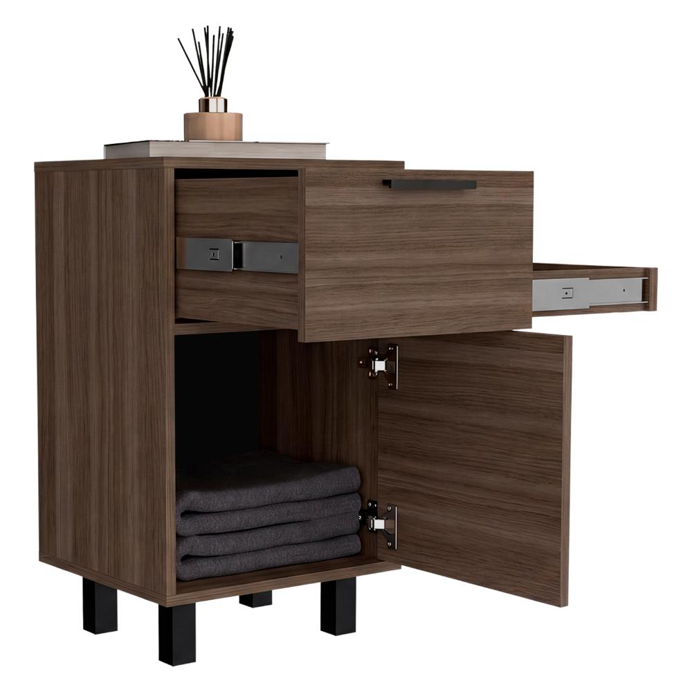 Mesa de Noche Secret, Avellana, con una Puerta y Cajón Secreto