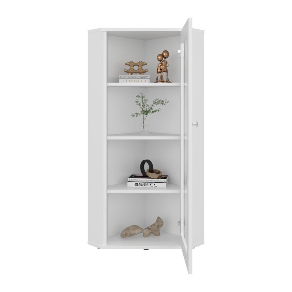 Vitrina Esquinera Genova, Kronos Blanco, con una puerta y cuatro entrepaños  ZF