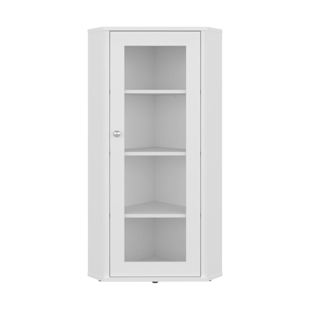 Vitrina Esquinera Genova, Kronos Blanco, con una puerta y cuatro entrepaños  ZF
